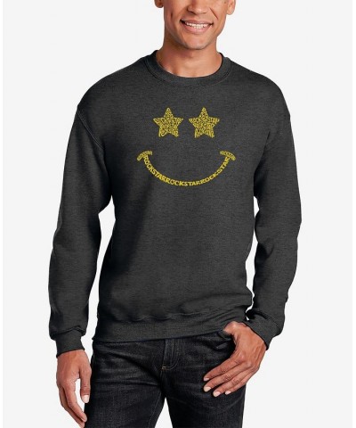 Men's Word Art Crewneck Rockstar Smiley Sweatshirt Gray $24.50 Sweatshirt