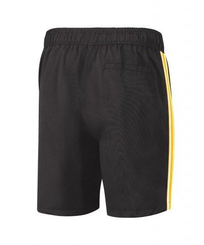 Men's Black and Gold Pittsburgh Penguins Sand Beach Swim Shorts $28.04 Swimsuits