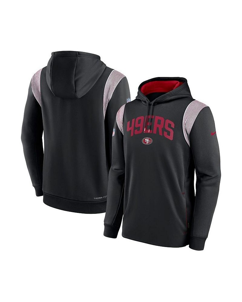 Men's Black San Francisco 49ers Sideline Athletic Stack Performance Pullover Hoodie $36.50 Sweatshirt