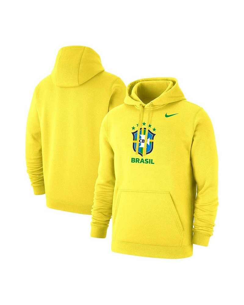 Men's Yellow Brazil National Team Club Primary Pullover Hoodie $35.20 Sweatshirt