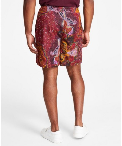 Men's Ero Regular-Fit Paisley-Print 7" Drawstring Shorts Red $16.58 Shorts