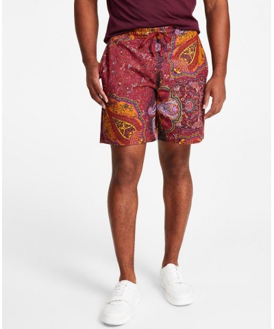 Men's Ero Regular-Fit Paisley-Print 7" Drawstring Shorts Red $16.58 Shorts