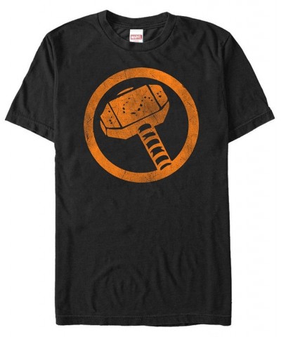 Marvel Men's Thor Distressed Orange Hammer Logo Short Sleeve T-Shirt Black $15.05 T-Shirts