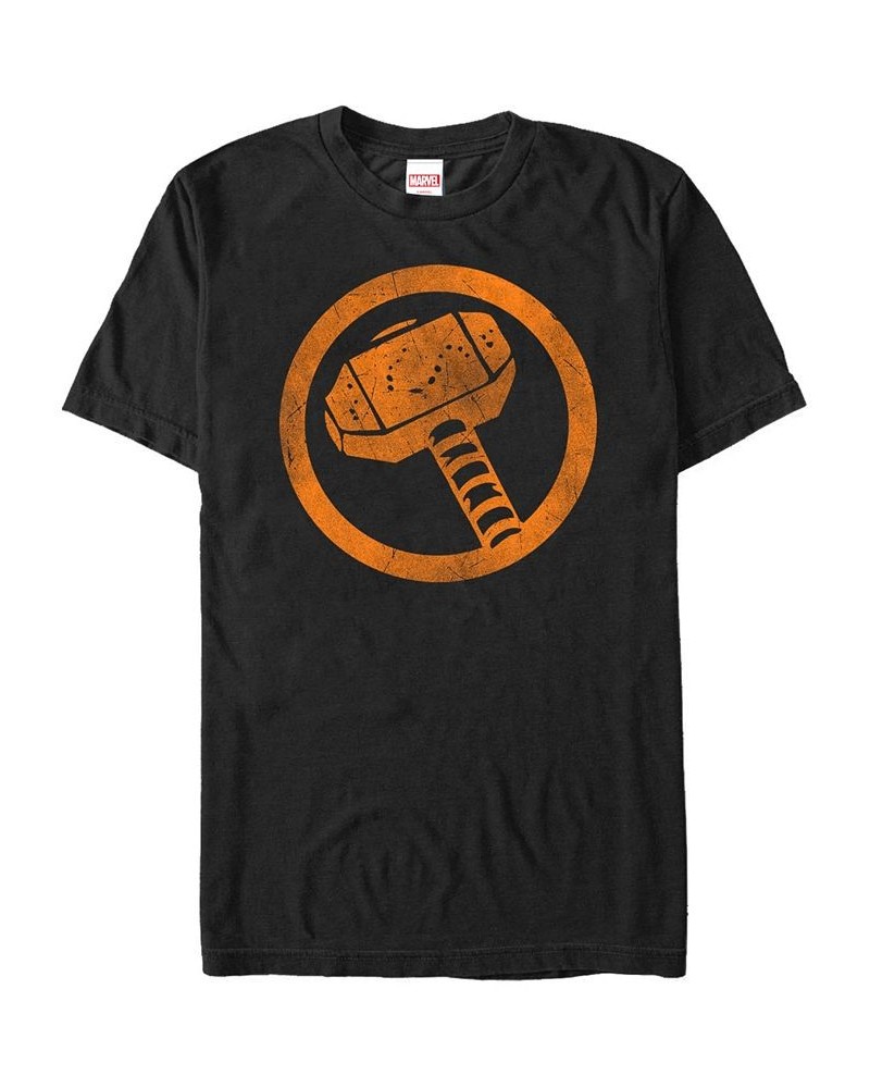 Marvel Men's Thor Distressed Orange Hammer Logo Short Sleeve T-Shirt Black $15.05 T-Shirts