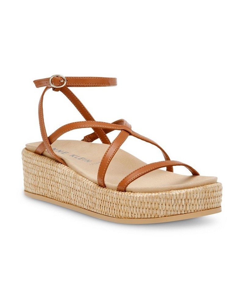 Women's Verano Strappy Flatform Sandal Brown $31.60 Shoes