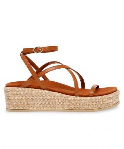 Women's Verano Strappy Flatform Sandal Brown $31.60 Shoes