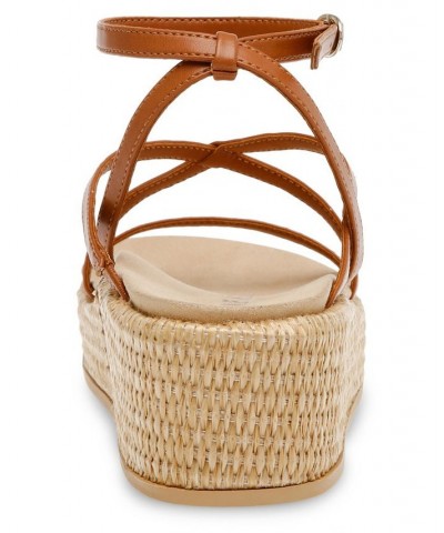 Women's Verano Strappy Flatform Sandal Brown $31.60 Shoes