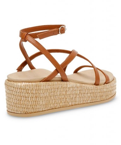 Women's Verano Strappy Flatform Sandal Brown $31.60 Shoes