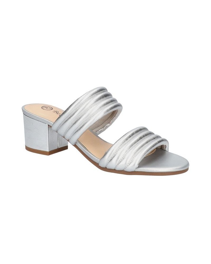 Women's Georgette Heeled Sandals Silver $40.00 Shoes