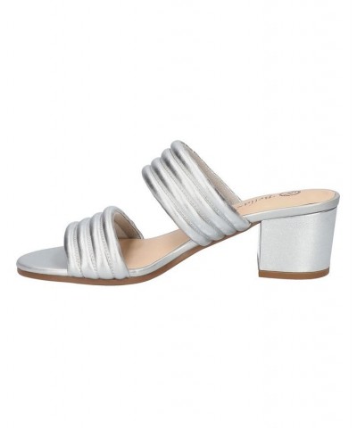 Women's Georgette Heeled Sandals Silver $40.00 Shoes