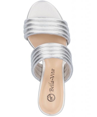 Women's Georgette Heeled Sandals Silver $40.00 Shoes