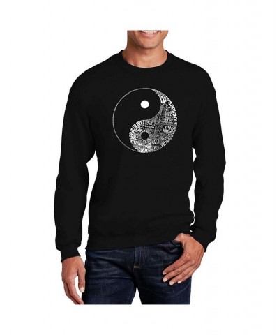 Men's Word Art Yin Yang Crewneck Sweatshirt Black $26.99 Sweatshirt