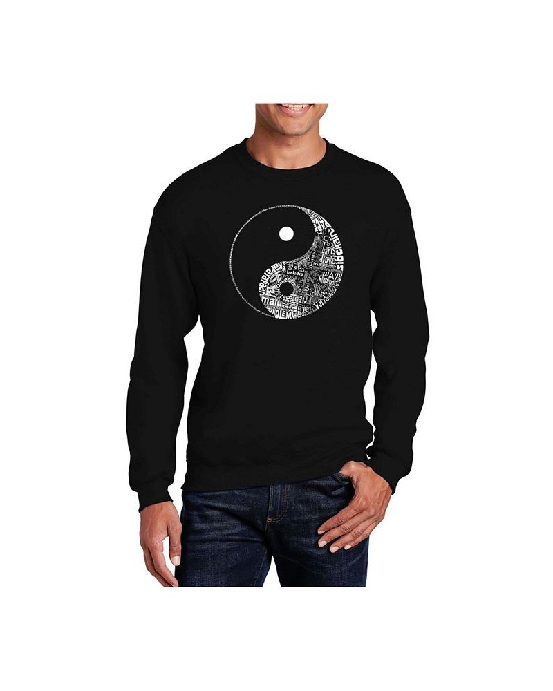 Men's Word Art Yin Yang Crewneck Sweatshirt Black $26.99 Sweatshirt