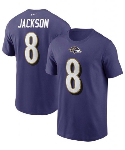 Men's Lamar Jackson Purple Baltimore Ravens Name and Number T-shirt $26.49 T-Shirts