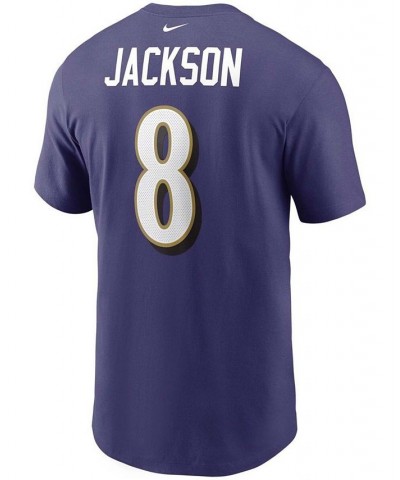 Men's Lamar Jackson Purple Baltimore Ravens Name and Number T-shirt $26.49 T-Shirts