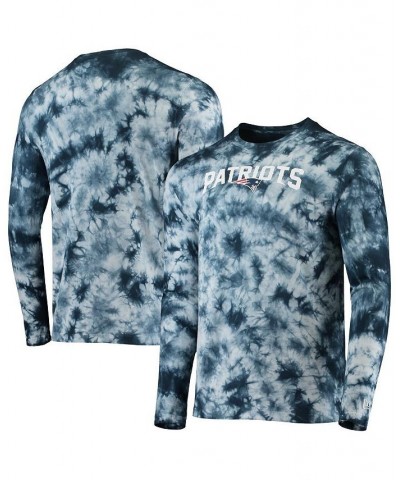 Men's Navy New England Patriots Tie-Dye Long Sleeve T-shirt $27.03 T-Shirts