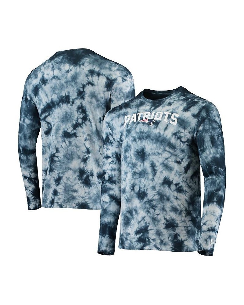 Men's Navy New England Patriots Tie-Dye Long Sleeve T-shirt $27.03 T-Shirts