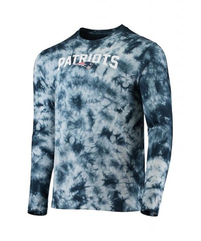 Men's Navy New England Patriots Tie-Dye Long Sleeve T-shirt $27.03 T-Shirts