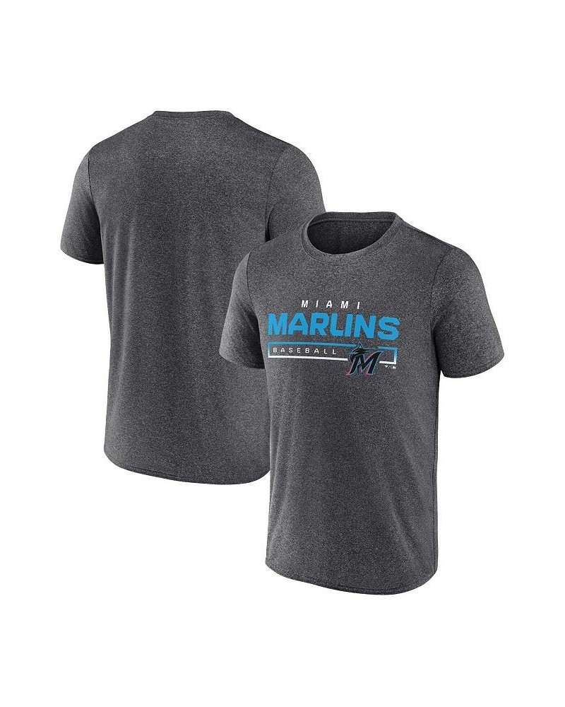 Men's Branded Heathered Charcoal Miami Marlins Durable Goods Synthetic T-shirt $24.74 T-Shirts