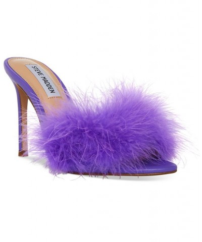 Women's Spin Feathered Dress Sandals Purple $35.82 Shoes