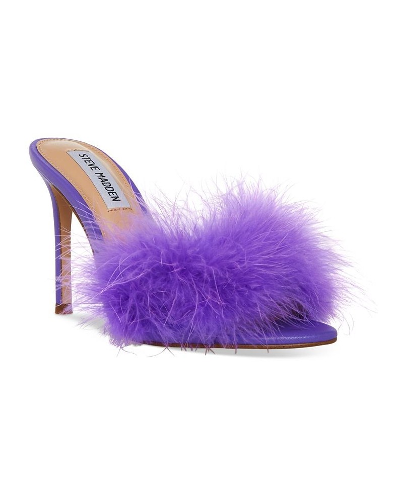 Women's Spin Feathered Dress Sandals Purple $35.82 Shoes