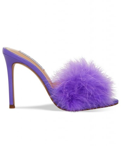 Women's Spin Feathered Dress Sandals Purple $35.82 Shoes