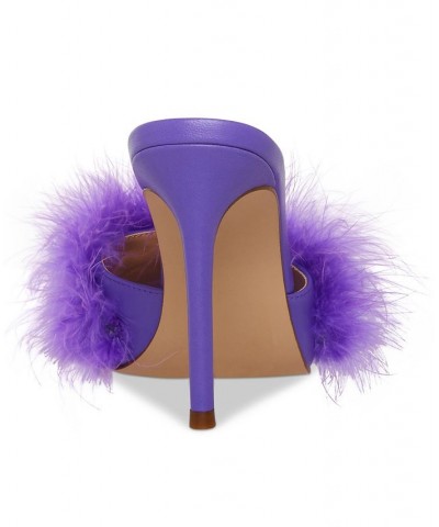 Women's Spin Feathered Dress Sandals Purple $35.82 Shoes