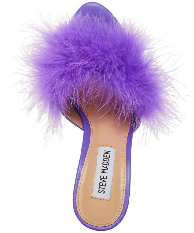 Women's Spin Feathered Dress Sandals Purple $35.82 Shoes