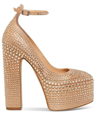 Women's Skyrise Ankle-Strap Rhinestone Platform Pumps Multi $54.67 Shoes