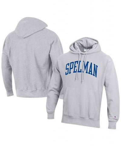 Men's Gray Spelman College Jaguars Tall Arch Pullover Hoodie $40.85 Sweatshirt