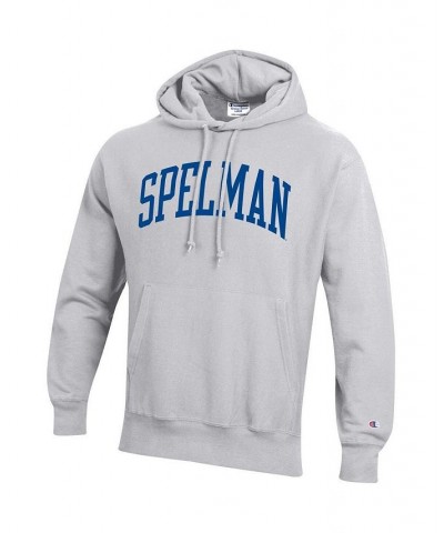 Men's Gray Spelman College Jaguars Tall Arch Pullover Hoodie $40.85 Sweatshirt