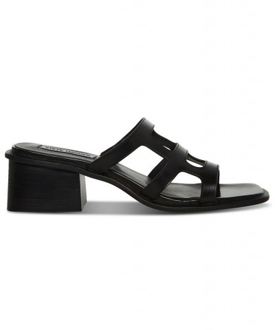 Women's Princess Caged Block-Heel City Sandals Black $49.05 Shoes