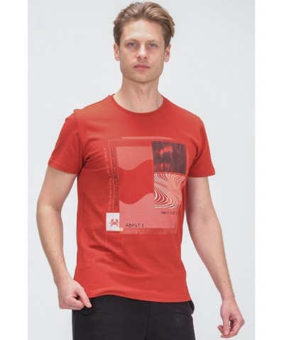 Men's Modern Print Fitted Admission T-shirt PD08 $36.40 T-Shirts