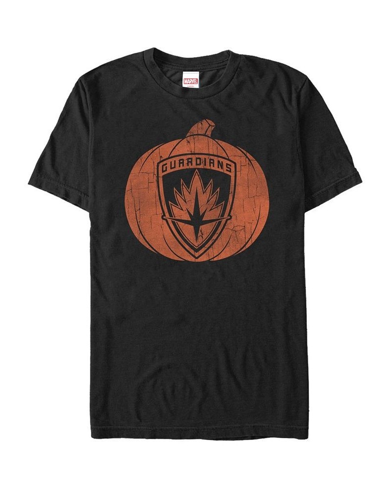 Marvel Men's Guardians of the Galaxy Shield Pumpkin Short Sleeve T-Shirt Black $19.24 T-Shirts