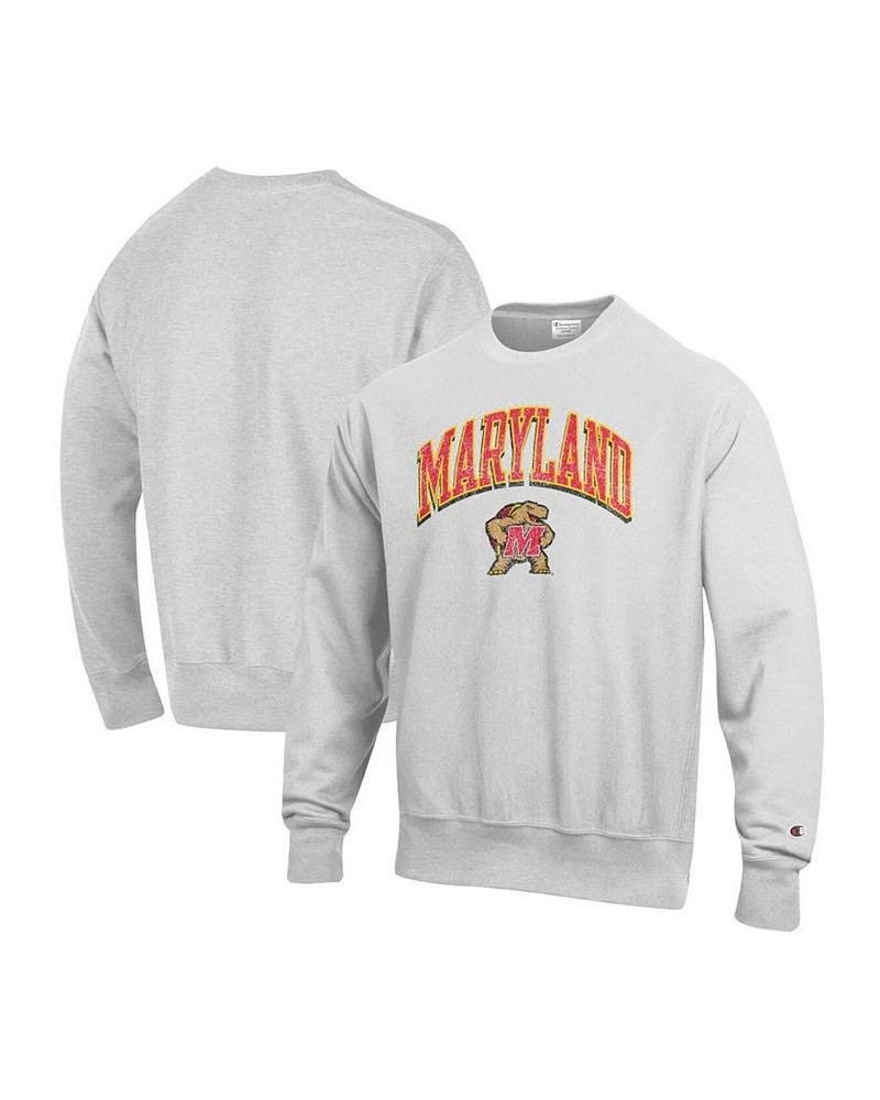 Men's Gray Maryland Terrapins Arch Over Logo Reverse Weave Pullover Sweatshirt $40.80 Sweatshirt