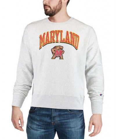 Men's Gray Maryland Terrapins Arch Over Logo Reverse Weave Pullover Sweatshirt $40.80 Sweatshirt