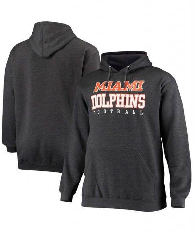 Men's Big and Tall Heathered Charcoal Miami Dolphins Practice Pullover Hoodie $27.90 Sweatshirt