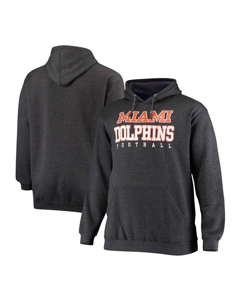 Men's Big and Tall Heathered Charcoal Miami Dolphins Practice Pullover Hoodie $27.90 Sweatshirt