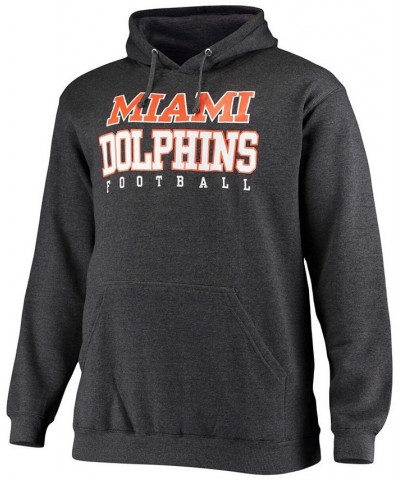 Men's Big and Tall Heathered Charcoal Miami Dolphins Practice Pullover Hoodie $27.90 Sweatshirt