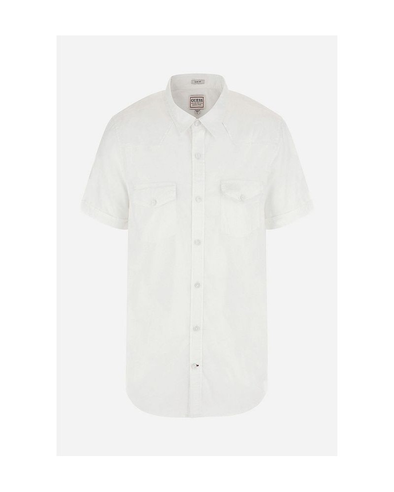 Men's Nottingham Western Short Sleeve Collar Shirt White $48.95 Shirts