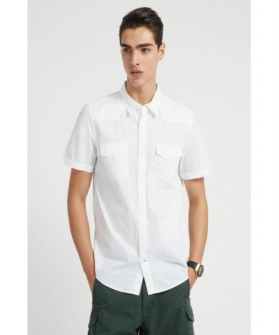 Men's Nottingham Western Short Sleeve Collar Shirt White $48.95 Shirts