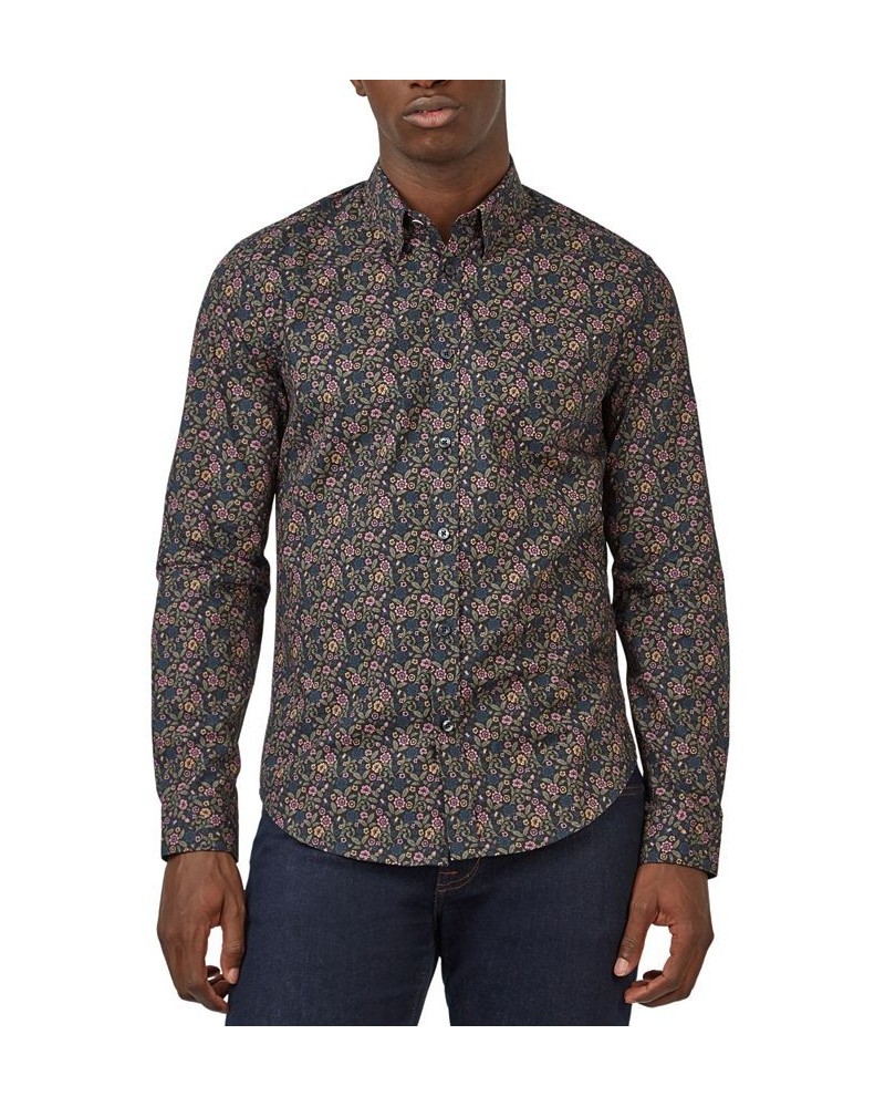 Men's Multi-Colored British Floral-Print Shirt Green $41.65 Shirts