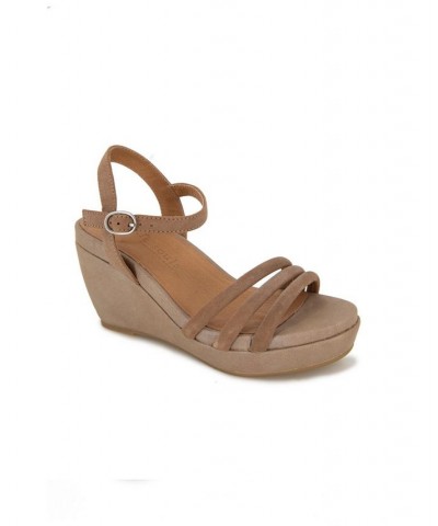 Women's Viki Platform Wedge Sandals Tan/Beige $90.72 Shoes