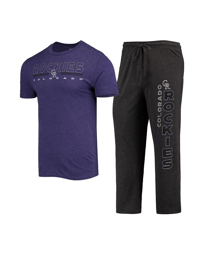 Men's Purple, Black Colorado Rockies Meter T-shirt and Pants Sleep Set $28.00 Pajama