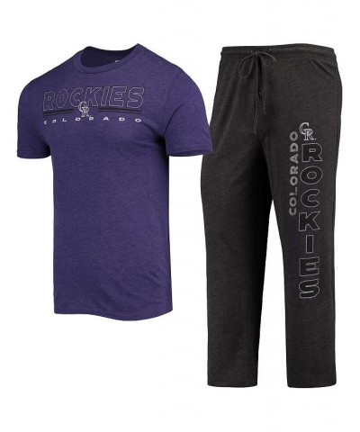 Men's Purple, Black Colorado Rockies Meter T-shirt and Pants Sleep Set $28.00 Pajama