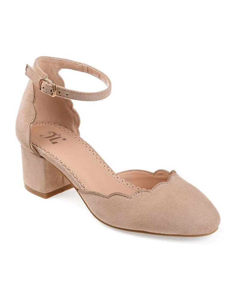 Women's Edna Ankle Strap Heels Tan/Beige $50.99 Shoes