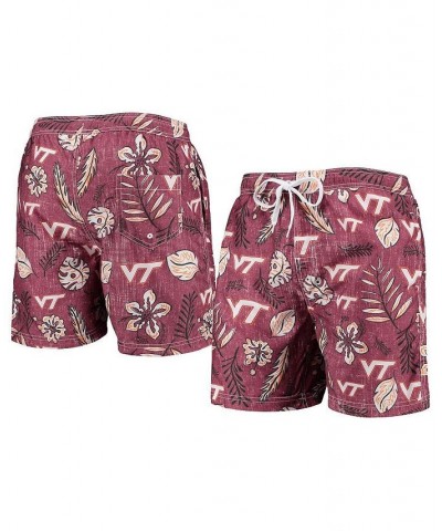 Men's Maroon Virginia Tech Hokies Vintage-Like Floral Swim Trunks $38.49 Swimsuits