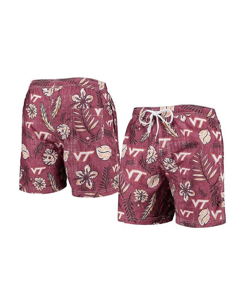 Men's Maroon Virginia Tech Hokies Vintage-Like Floral Swim Trunks $38.49 Swimsuits