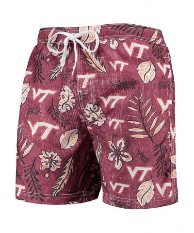 Men's Maroon Virginia Tech Hokies Vintage-Like Floral Swim Trunks $38.49 Swimsuits