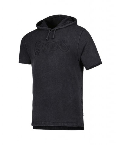 Men's Black Los Angeles Lakers Tonal Short Sleeve Pullover Hoodie $32.85 Sweatshirt